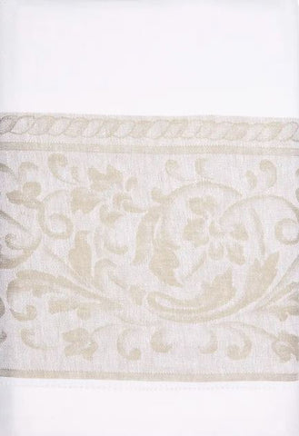 Versailles 71" X 100" Linen Tablecloth - White and Beige