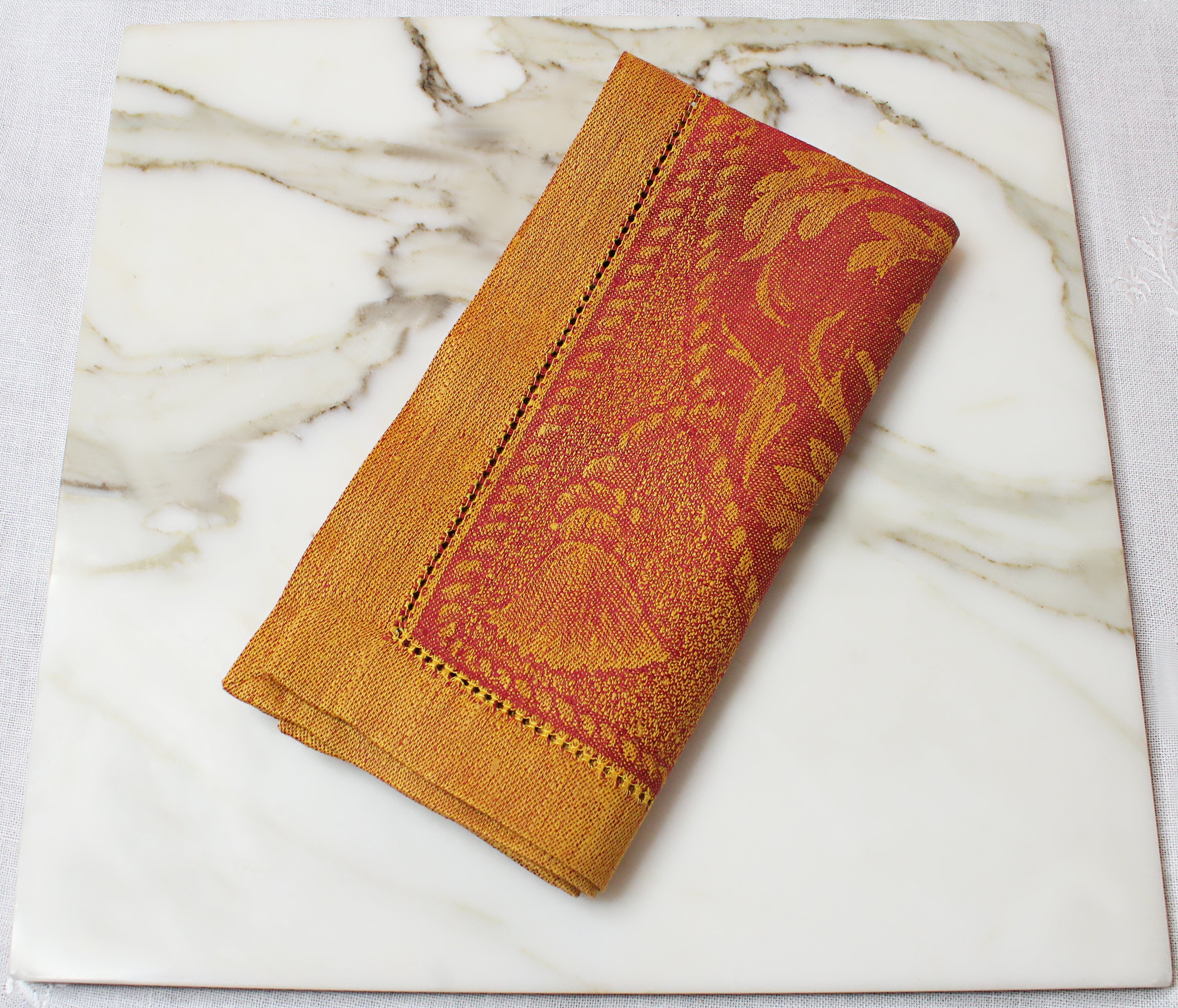 French Home Renaissance Set of 6 Linen Napkins - Warm Sienna and Saffron - Default Title - Bonton