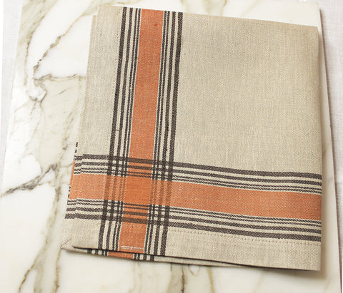 Boulevard Set of 6 Linen Napkins - Tan, Terracotta, Chocolate