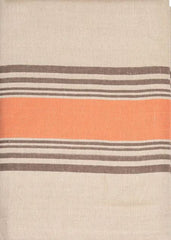 Boulevard 68" X 100" Linen Tablecloth - Tan, Terracotta, and Chocolate