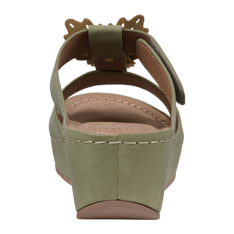 Women's Talia Green Floral Wedge Sandals