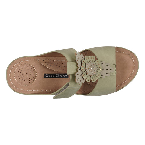 Women's Talia Green Floral Wedge Sandals