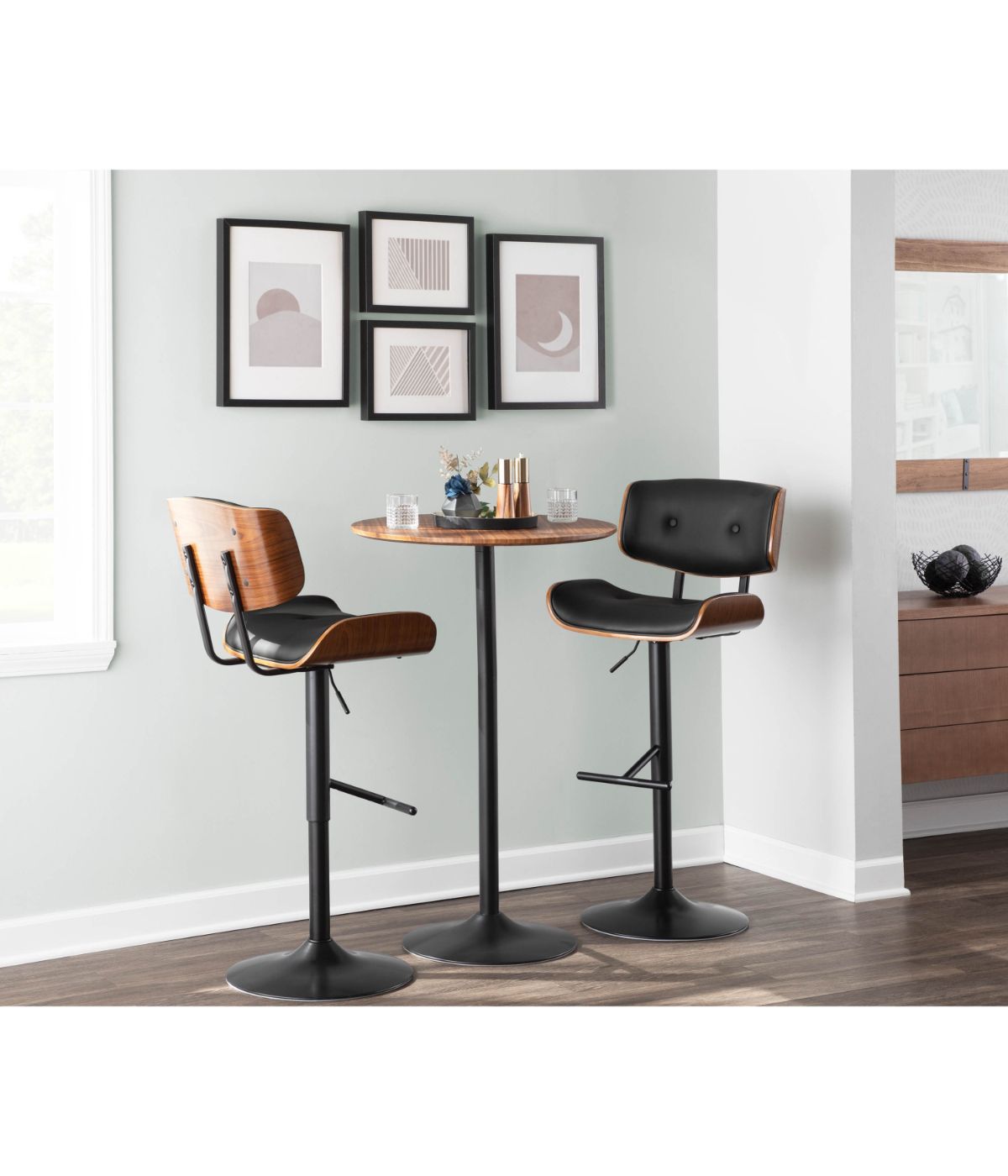  LumiSource Pebble Table Black & Walnut - Black & Walnut - Bonton