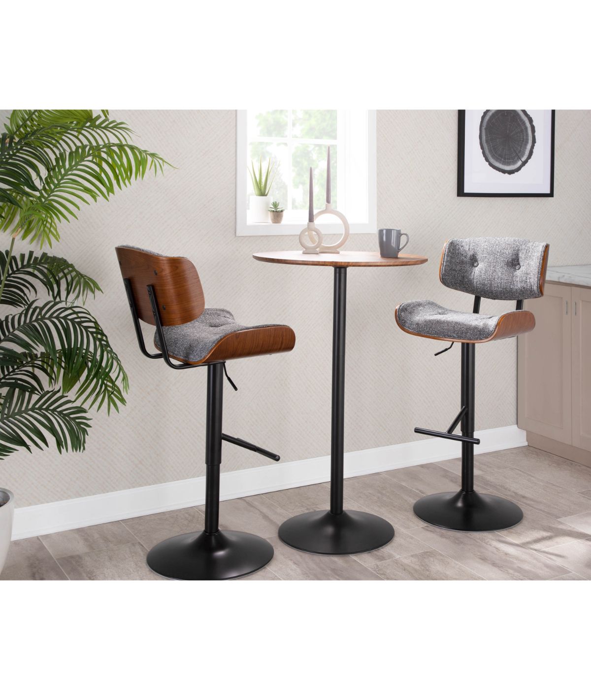  LumiSource Pebble Table Black & Walnut - Black & Walnut - Bonton