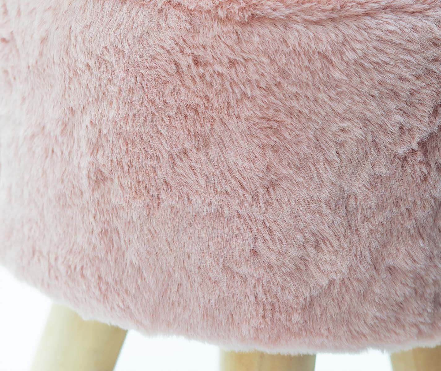  Paris Loft Round Pink Faux Fur Ottoman - Pink - Bonton