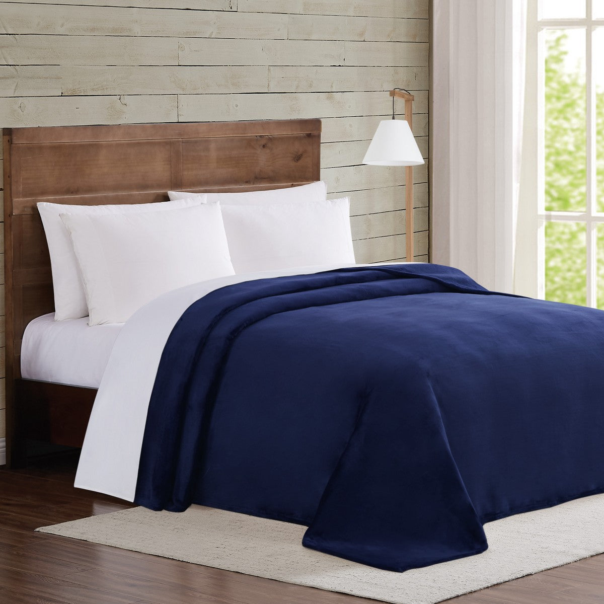  Truly Soft Velvet Plush Throw - Navy - Bonton