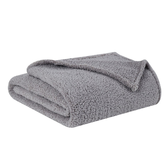 Marshmallow Sherpa Throw Grey