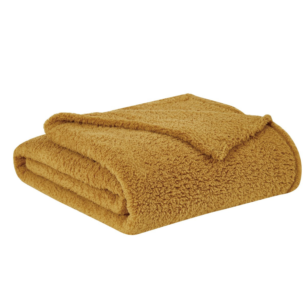  Brooklyn Loom Marshmallow Sherpa Throw Mustard - Mustard - Bonton