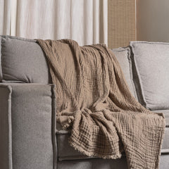 Two-Toned Organic Throw Blanket Beige