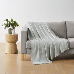 Two-Toned Organic Throw Blanket Light Blue