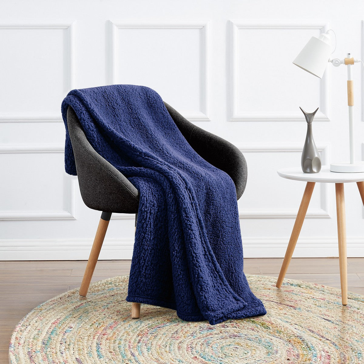  My World Cloud Sherpa Throw Navy - Navy - Bonton