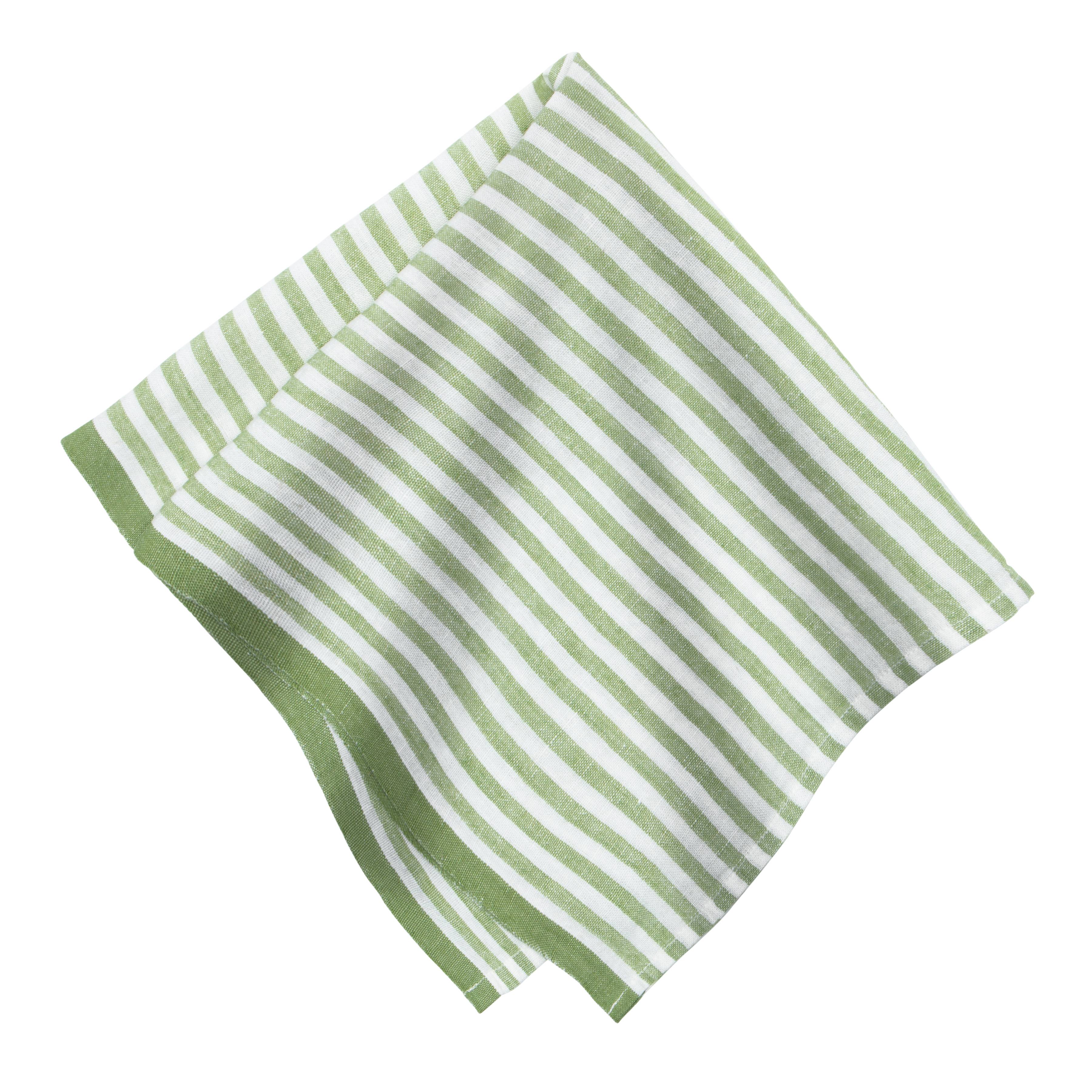  Caravan Ticking Stripe Napkin 20x20 - Set of 4 - Basil - Bonton