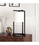 Christian Asymmetric Table Lamp with Fabric Shade Blackened Bronze & White