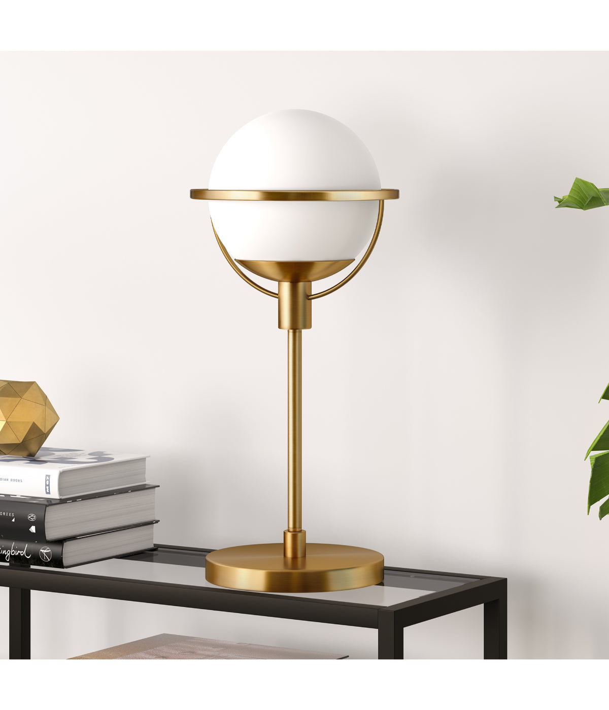 Jans Globe & Stem Table Lamp with Glass Shade Brass