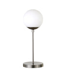 Demetria Globe & Stem Table Lamp with Glass Shade Brushed Nickel & White