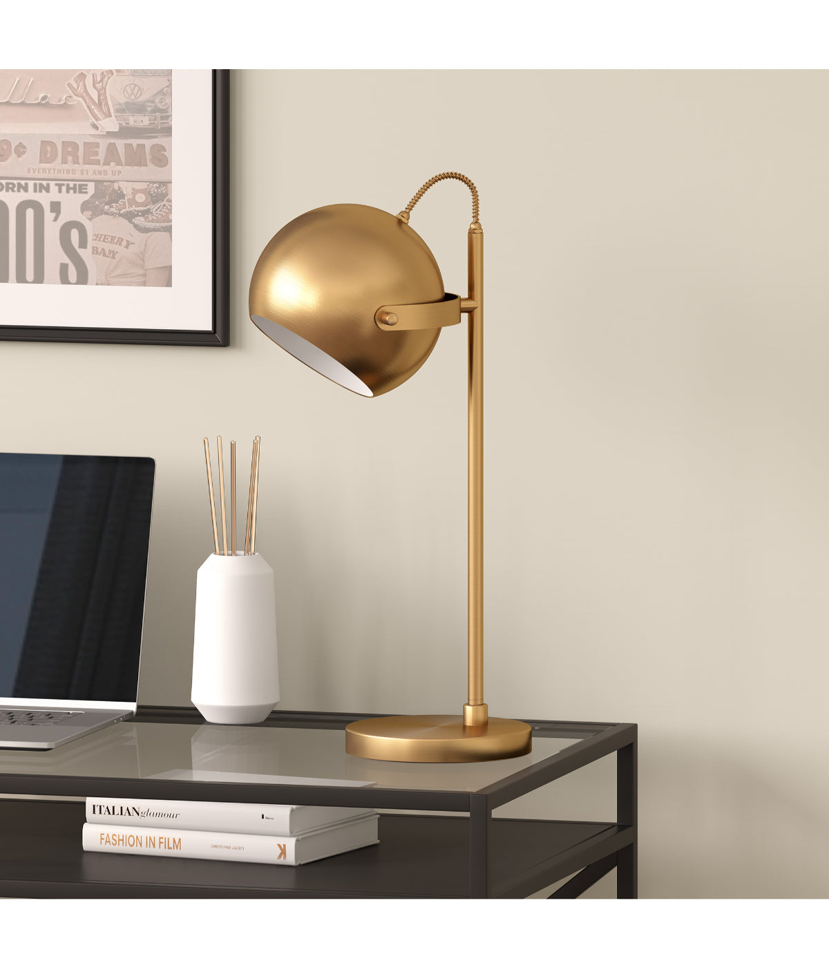 Elias Table Lamp with Metal Shade Brass