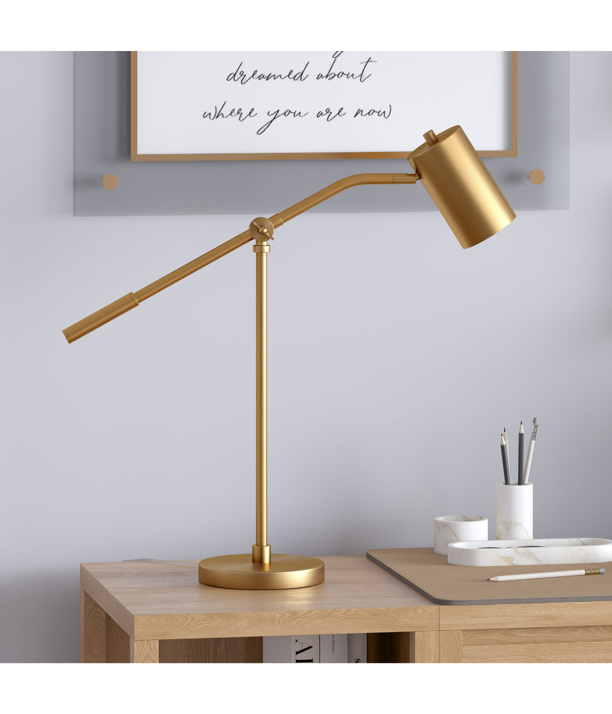 Luke Boom Arm Table Lamp with Metal Shade Brass