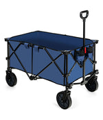 Folding Collapsible Wagon Utility Camping Cart With Wheels & Adjustable Handle Navy