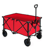 Folding Collapsible Wagon Utility Camping Cart With Wheels & Adjustable Handle Red