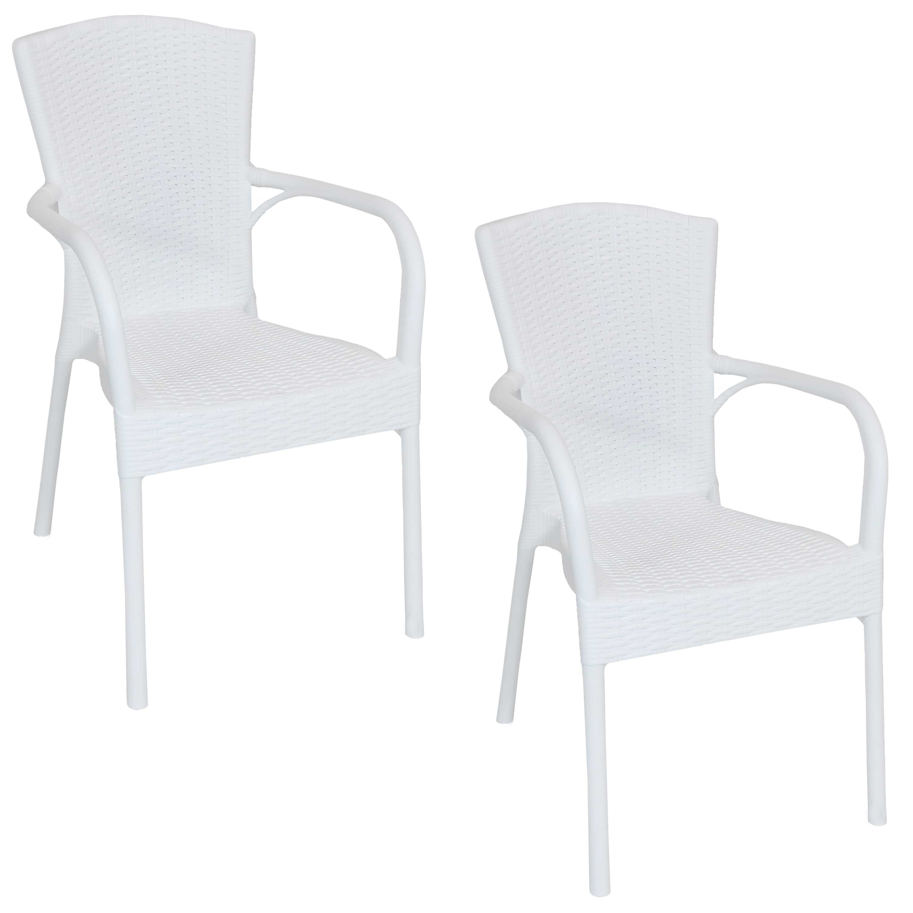  Sunnydaze Decor Faux Wood Design Plastic All-Weather Commercial-Grade Segesta Patio Dining Chair - White - Bonton