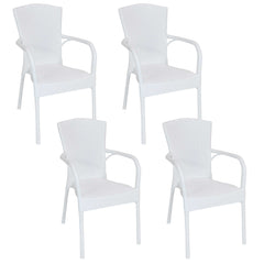 Faux Wood Design Plastic All-Weather Commercial-Grade Segesta Patio Dining Chair - Set of 4