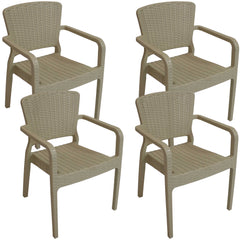 Faux Wicker Rattan Design Plastic All-Weather Commercial-Grade Segonia Patio Dining Arm Chair