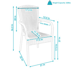 Faux Wood Design Plastic All-Weather Commercial-Grade Segesta Patio Dining Chair - Set of 4