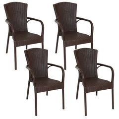 Faux Wood Design Plastic All-Weather Commercial-Grade Segesta Patio Dining Chair - Set of 4