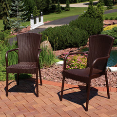 Faux Wood Design Plastic All-Weather Commercial-Grade Segesta Patio Dining Chair - Set of 4