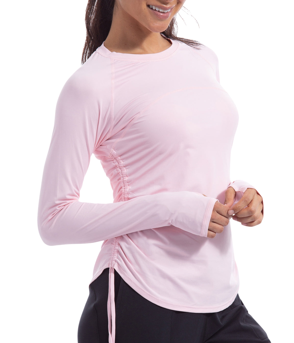  BloqUV BloqUV Women's UPF 50+ Sun Protection Drawstring Crew Top - Tickle Me Pink - Bonton