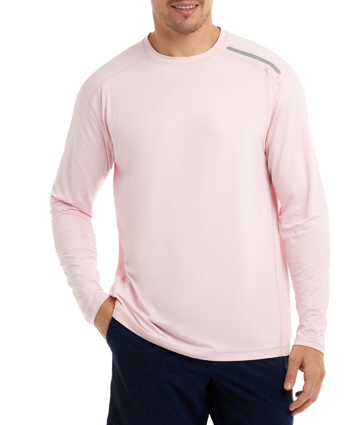  BloqUV BloqUV Men's UPF 50+ Sun Protection Long Sleeve Jet Tee Top - Tickle Me Pink - Bonton