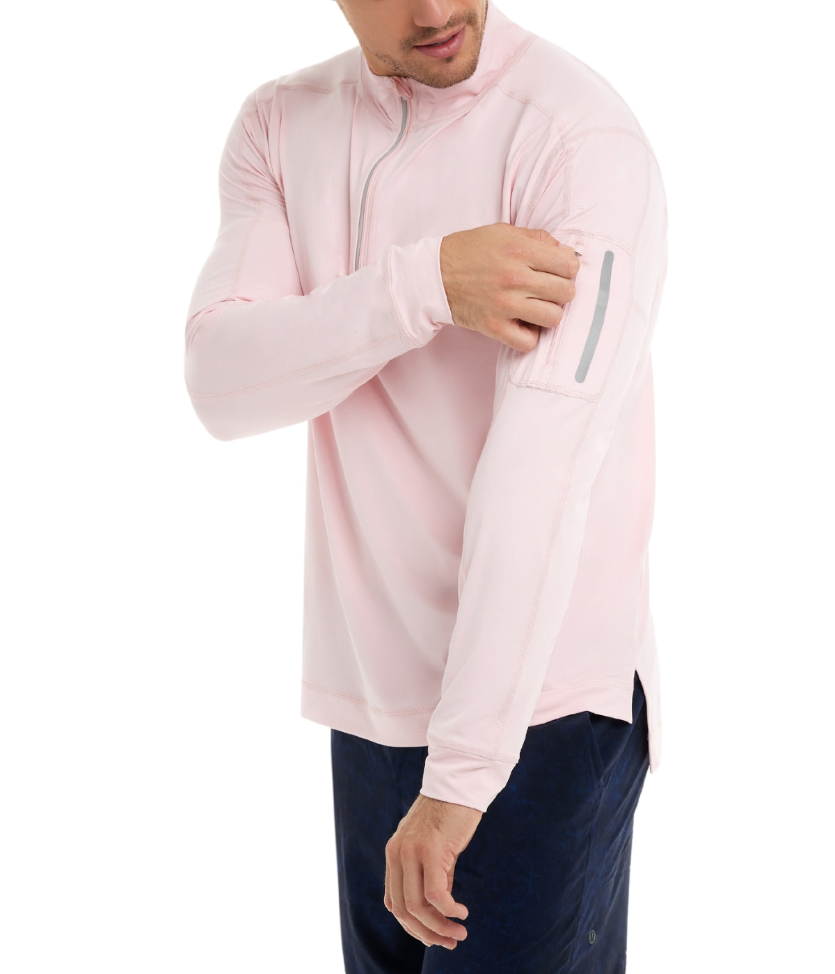  BloqUV BloqUV Men's UPF 50+ Sun Protection Long Sleeve Mock Zip Top - Tickle Me Pink - Bonton