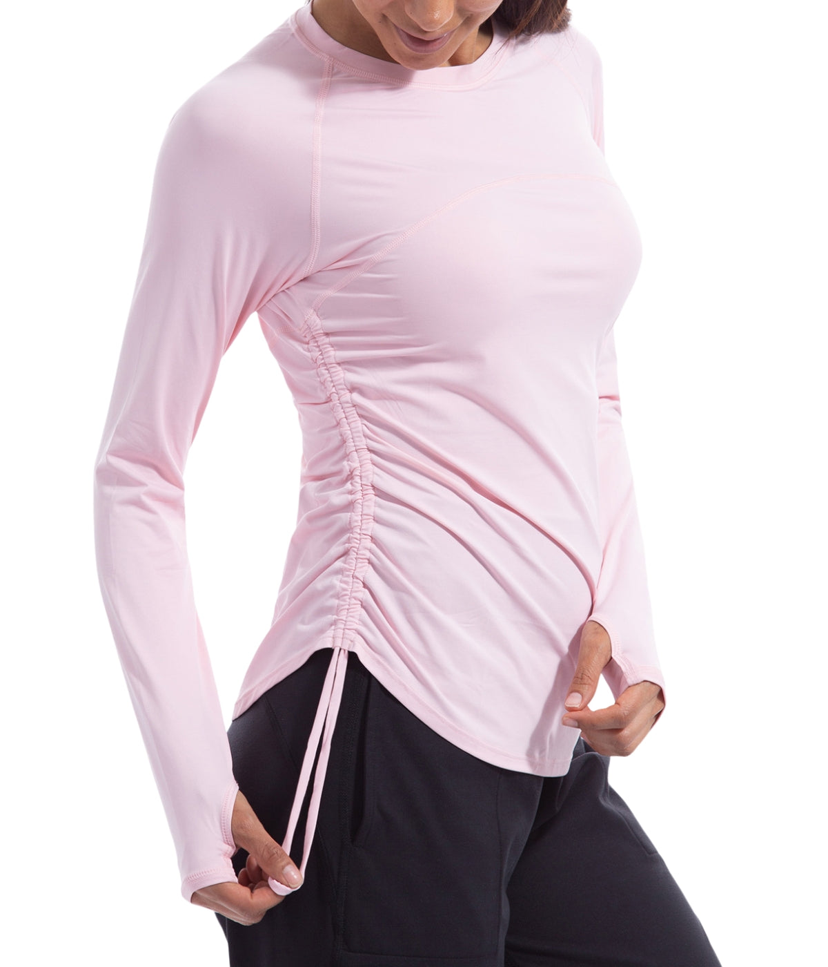  BloqUV BloqUV Women's UPF 50+ Sun Protection Drawstring Crew Top - Tickle Me Pink - Bonton