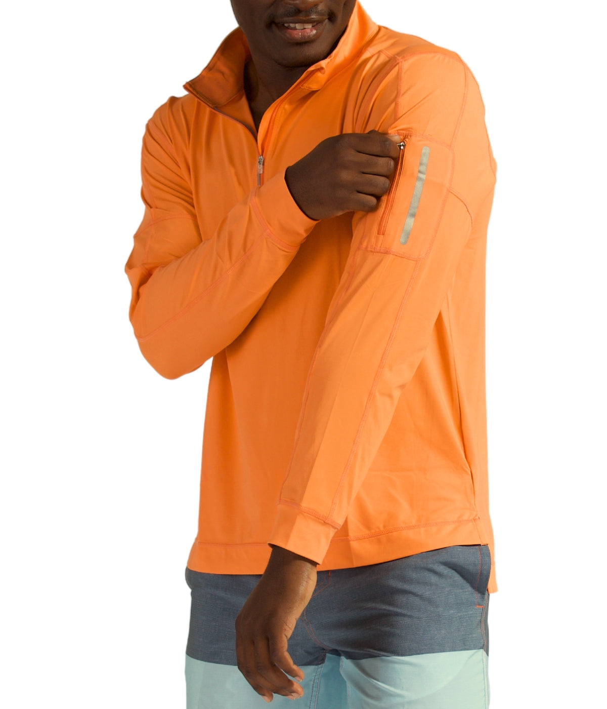  BloqUV BloqUV Men's UPF 50+ Sun Protection Long Sleeve Mock Zip Top - Tangerine - Bonton