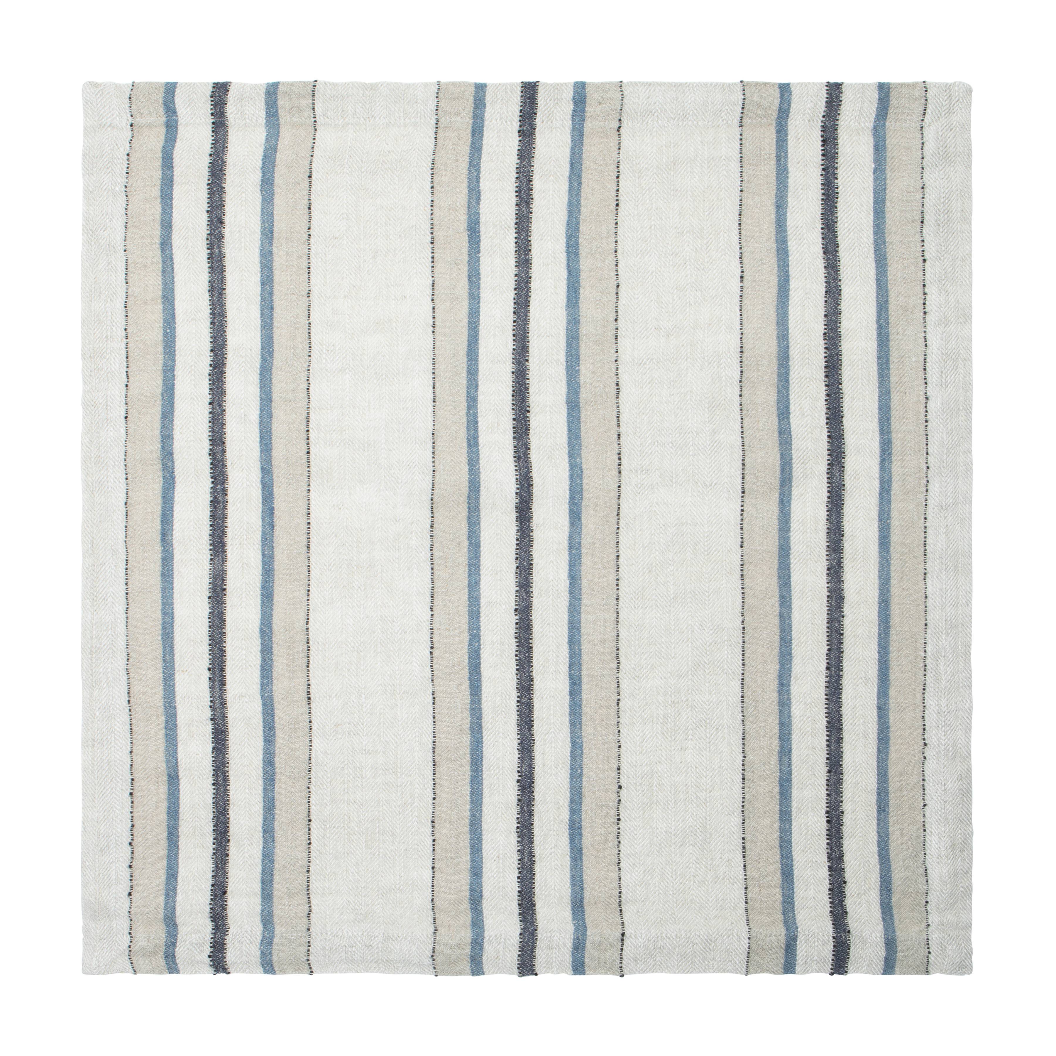 Caravan Trio Stripe Napkins 20x20 - Set of 4 - Natural Blue - Bonton