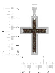 Stainless Steel With Camo Inlay Carbon Fiber Cross Pendant