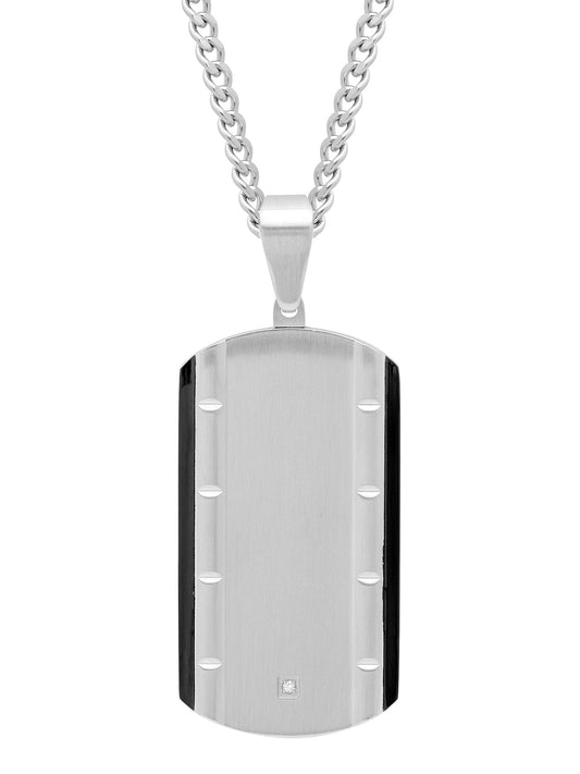 .01Ct Stainless Steel With Black Ip Bamboo Edge Pendant