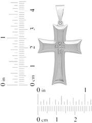 1/20Ctw Stainless Steel Scalloped Edge Cross Pendant