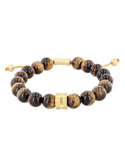 Stainless Steel Tiger Eye Bead Bolo Bracelet