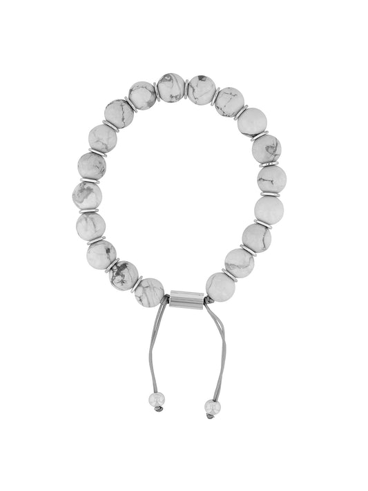 Stainless Steel Howlite Bead Bolo Bracelet