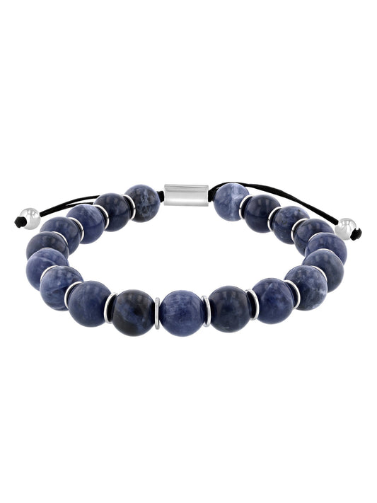 Stainless Steel Sodalite Bead Bolo Bracelet