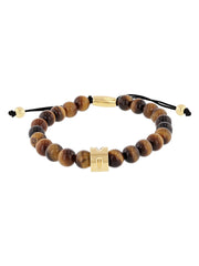 Stainless Steel Tiger Eye Bead Bolo Bracelet