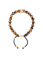 Stainless Steel Tiger Eye Bead Bolo Bracelet