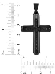 .15Ctw Black Diamond Stainless Steel With Black Ip Cross Pendant