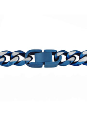 Stainless Steel With Blue Ip Flat Curb Link Fashion Chain