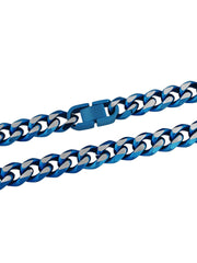 Stainless Steel With Blue Ip Flat Curb Link Fashion Chain