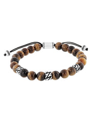 Stainless Steel Tiger Eye Bead Bolo Bracelet