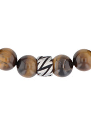 Stainless Steel Tiger Eye Bead Bolo Bracelet