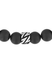 Stainless Steel Onyx Bead Bolo Bracelet