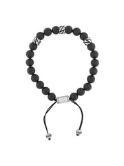 Stainless Steel Onyx Bead Bolo Bracelet